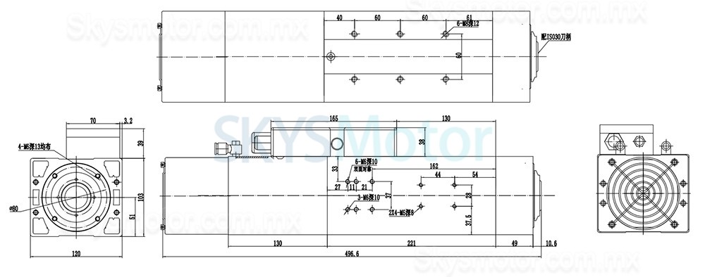 Motor de husillo ATC (cambio autom&aacute;tico de herramientas) refrigerado por aire de 4,5kW, 220V/380V, JGLF51-30-24Z/4.5, 3,6Nm, 24000rpm, ISO30